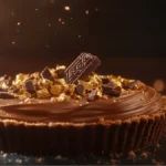 A luxurious version of the Cadbury Flake Mousse Tart, topped with edible gold flakes, chocolate chunks, and an Oreo biscuit.