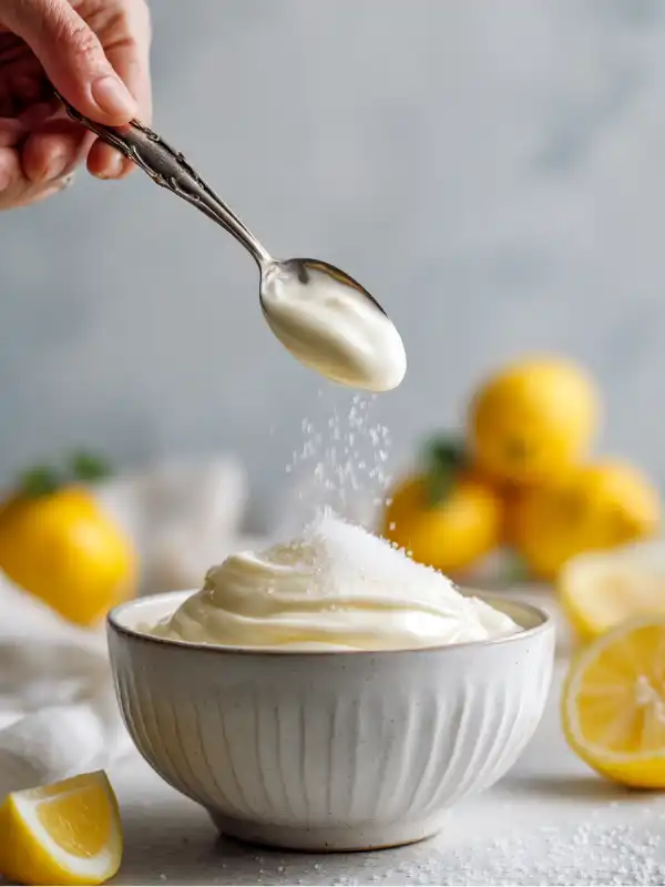 Adding lemon juice and MSG to finish homemade Kewpie mayo