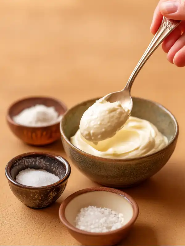Tasting and adjusting flavor of homemade Kewpie mayonnaise