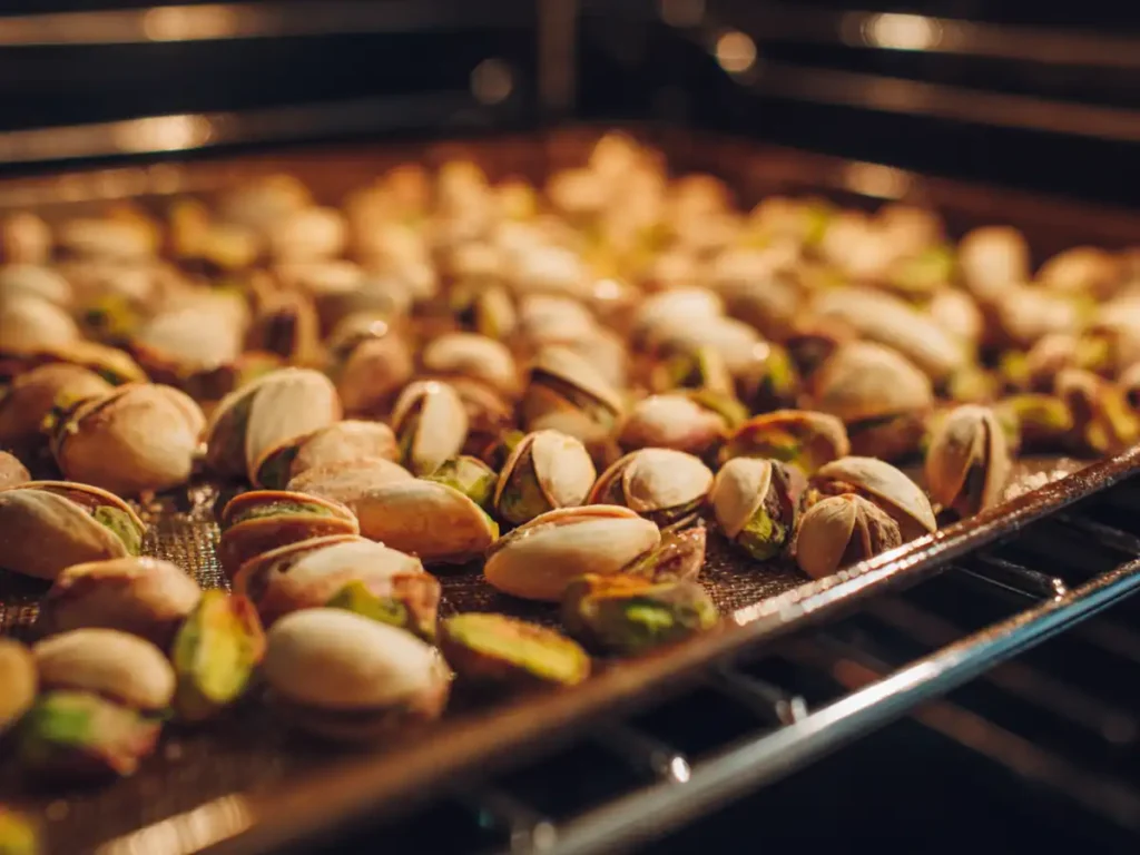 Roasting shelled pistachios for deeper flavor